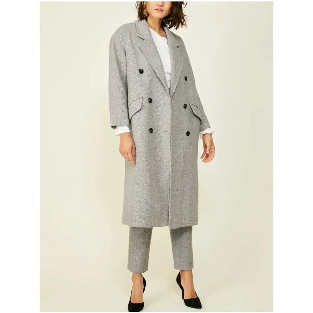 Line and Dot Paola Coat Heather Grey Wool Blend Size Small NWT Button Closure